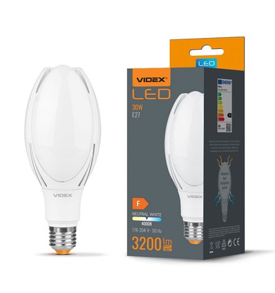 E27 30W LED pære - 3200lm, 4000K, 330 grader, industriel, Ra80