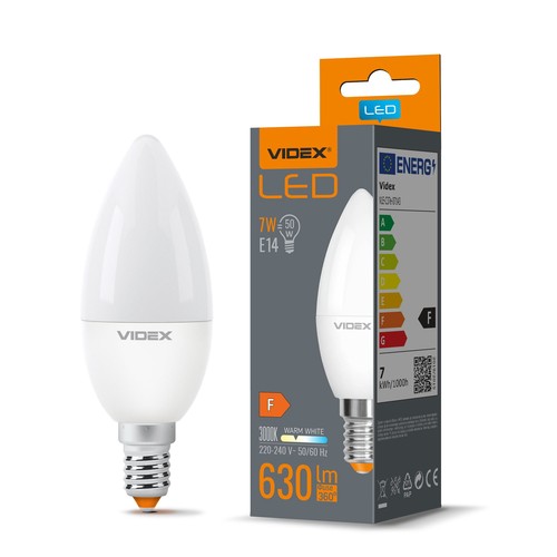 E14 7W LED kertepære - C37, 630lm, 3000K varm hvid, erstatter 50W