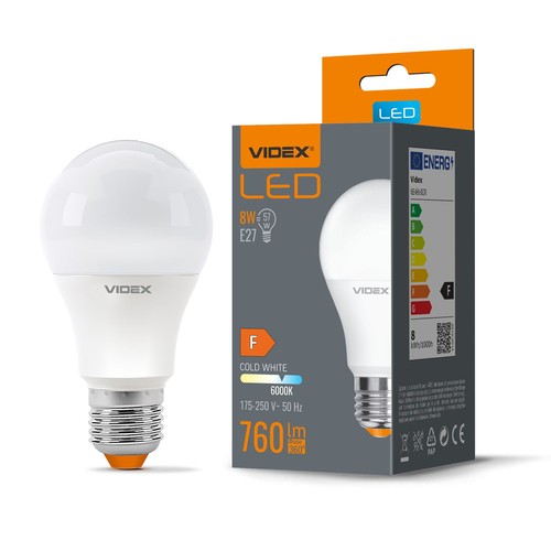 A60 LED-pære 8W E27 - kold hvid, 230V, 760lm, forbrug 8W