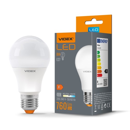 A60 LED-pære 8W E27 - neutral hvid, 230V, 760lm
