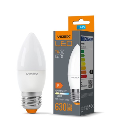 C37 LED-pære 7W E27 - varm hvid, 230V, 630lm, forbrug 7W