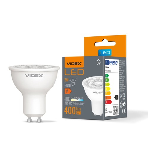 LED-pære 5W GU10 - 36°, neutral hvid, 230V, 400lm, forbrug 5W
