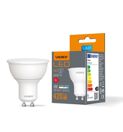 GU10 5W LED pære - 420lm, 120°, 4000K, flicker free