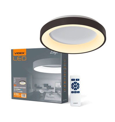 72W LED loftslampe med fjernbetjening, RGB+CCT - Dæmpbar, sort kant, 45x45cm, 4700lm, IP20