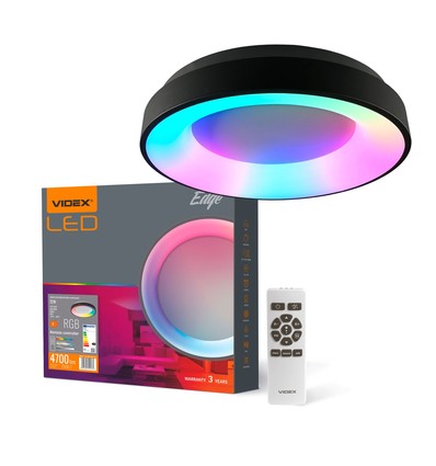 Edge loftlampe 72W - LED, dæmpbar, med fjernbetjening, RGB, sort, 230V, lysstyrke 7500, forbrug 72