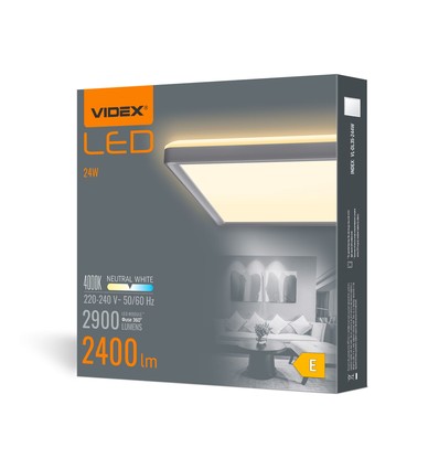 LED loftlampe 24W - Firkantet, hvid, neutral, spænding: 230V, lysstyrke: 2900, forbrug: 22