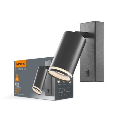 Kent spotlys GU10 - vægmonteret, sort, spænding: 230V, forbrug: max 30