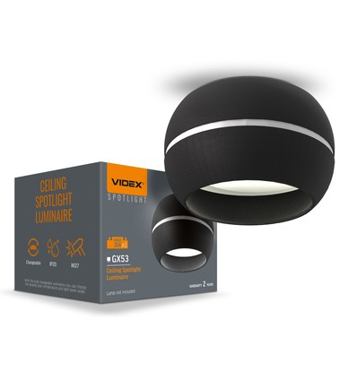 GX53 indbygningsspot - Sort, aluminium, IP20, 90x90mm, hul: Ø7,3-7,7 cm, uden lyskilde