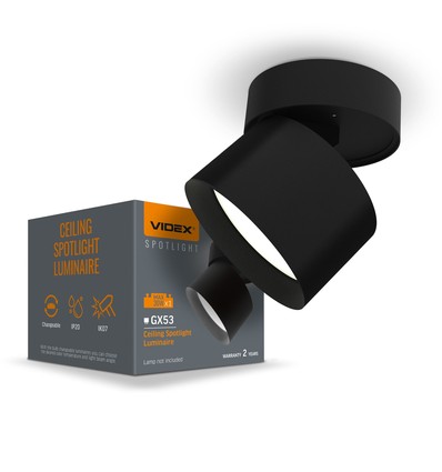 Firkantet GX53 loftspot - Sort, 80x80mm, IP20, uden lyskilde