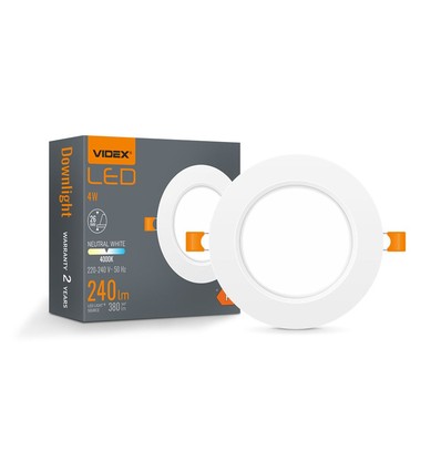 4W LED downlight - rund, neutral hvid, 230V