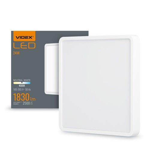 24W LED loftslampe - Firkantet, neutral hvid, 230V