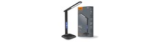 5W LED dæmpbar skrivebordslampe - Sort, 3-trin CCT, display med ur/temp, touch-styring