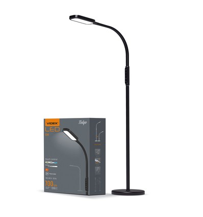 12W Tokyo LED gulvlampe, dæmpbar - 1280lm, sort, touch kontrol, justerbar CCT, flicker free