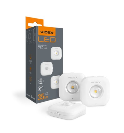 2 stk. genopladelige LED natlamper - Trådløs bevægelsessensor, 0.5W