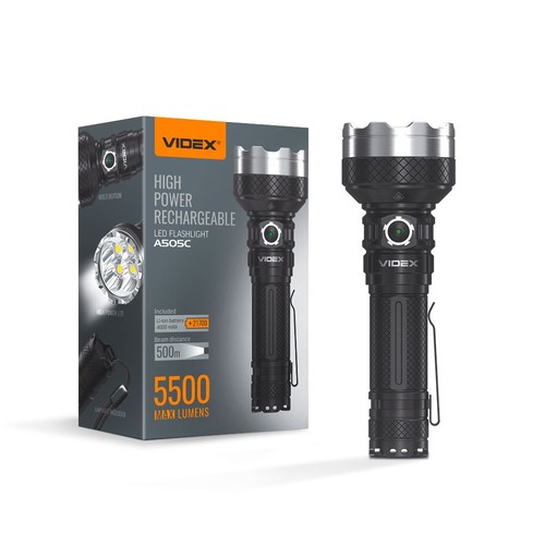 LED bærbar lommelygte - 5000K, lysstyrke 5500lm, forbrug 20W