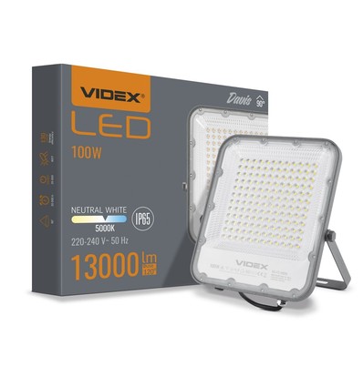 100W LED projektør - 150lm/W, IP65, Grå, 5000K, udendørs