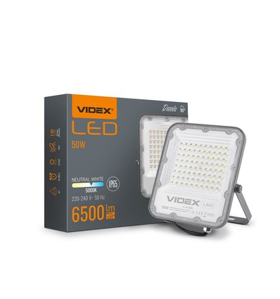 50W LED projektør - 130lm/W, IP65, 5000K, 90 grader, udendørs