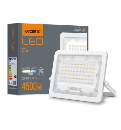 50W LED projektør med sensor - 4500lm, IP65, PIR bevægelsessensor, udendørs, hvid/grå