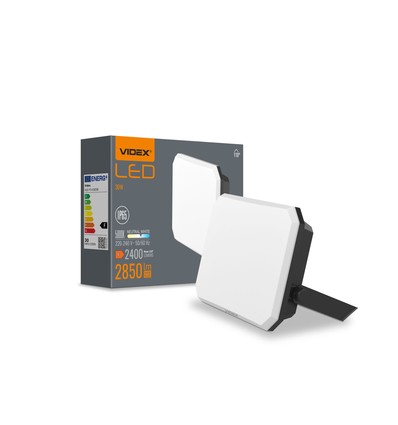 30W LED projektør, sort - 2850lm, IP65, 5000K, udendørs, arbejdslampe