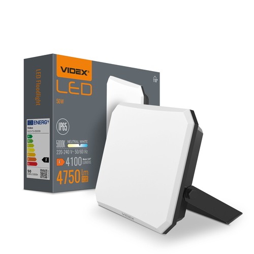 50W LED projektør - 4100lm, IP65, sort, udendørs, 5000K neutral hvid