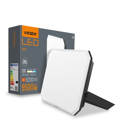 100W LED projektør, sort - 9500lm, IP65, 5000K, udendørs, arbejdslampe