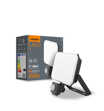 30W LED projektør - med bevægelsessensor, PIR, 5000K, 230V