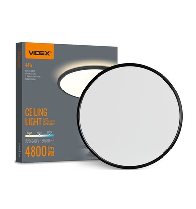 44W LED loftslampe med backlight - Ø50cm, IP54, sort, 3-CCT, 109lm/W, inkl. lyskilde