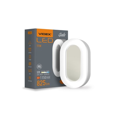 11W Oval væglampe med sensor - 825lm, 5000K, IP65