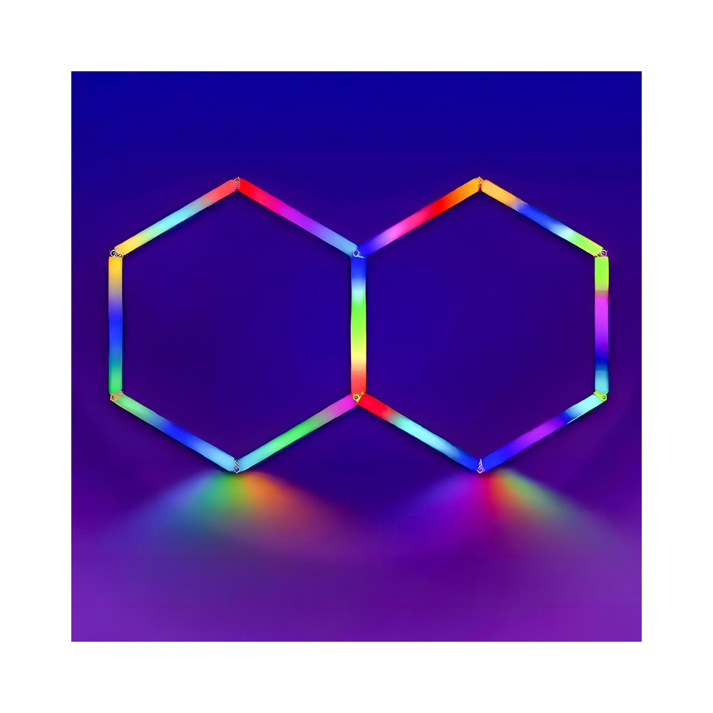 Hexagon RGBIC 2 felter komplet sæt - 37W. inklusiv bluetooth controller og strømforsyning - Kulør : RGBIC