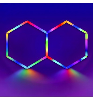 Hexagon RGBIC 2 felter komplet sæt - 37W. inklusiv bluetooth controller og strømforsyning