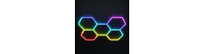 Hexagon RGBIC 5 felter komplet sæt - 80W. inklusiv bluetooth controller og strømforsyning