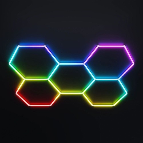 Hexagon RGBIC 5 felter komplet sæt - 80W. inklusiv bluetooth controller og strømforsyning