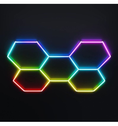 Hexagon RGBIC 5 felter komplet sæt - 80W. inklusiv bluetooth controller og strømforsyning
