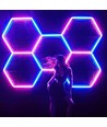 4 stk. Hexagon RGBIC komplet sæt 70W - Inkl. bluetooth controller og strømforsyning