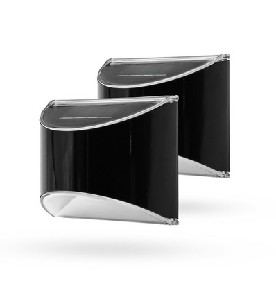 2x Solcelle væglampe LED - Sort, flot væg-effekt, udendørs