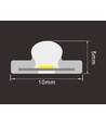 5 m. vandtæt slim COB strip - 230V, IP67, 296 LED, 10W/m, tape på bagsiden