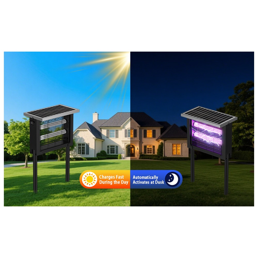Solcelle insektlampe - Sort, IP65, 10W, dækker op til 60m2 billede