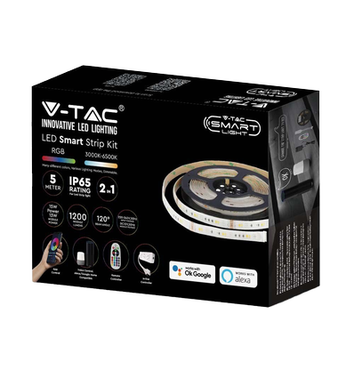 5m 15W/m RGB+CCT LED strip sæt - 12V DC, IP65, 90 LED pr. meter, Wifi og fjernbetjening
