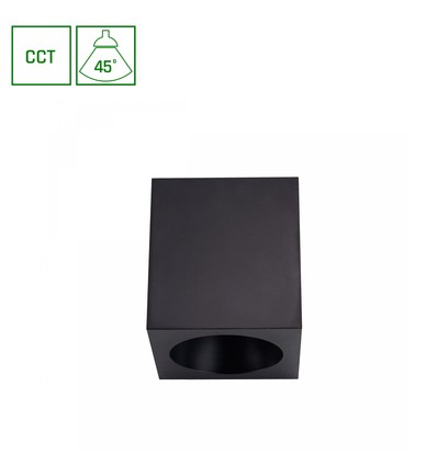 Chloe 7W firkantet påbygningsspot - CCT, sort, UGR19, 90x90mm, 230V, inkl. lyskilde