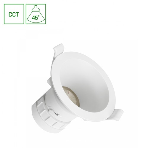 Fiale Core downlight 7W - complete, CCT, 230V, 45°, IP20, UGR19, Ø90x85mm, hvid, rund