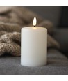 LED Bloklys 10cm høj, smelte-look, flammeeffekt - Ø7,5cm, 10cm høj, virker m. fjernbetj, ægte stearin