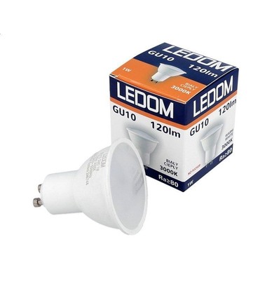 Outlet: LEDOM GU10 LED Pære 1W 3000K 120LM - 100°