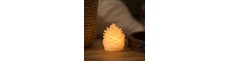 LED Grankogle lys, blinkende flammeeffekt, hvid - Højde 8cm, Ø6cm, ægte stearin