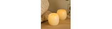 2-pak LED Kugle stearinlys, flammeeffekt - Ø5cm, 6cm høj, ægte stearin