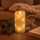 LED Bloklys med lyskæde, 15cm høj, flammeeffekt - Ø7,5cm, 15cm høj, virker m. fjernbetj, ægte stearin