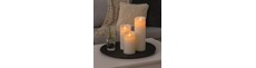 LED Bloklys XL, 3 stk, Ø10cm, 17,5/22,5/30cm høj, bevægelig flamme, hvid - Inkl. fjernbetjening og timer, ægte stearin