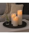 LED Bloklys XL, 3 stk, Ø10cm, 17,5/22,5/30cm høj, bevægelig flamme, hvid - Inkl. fjernbetjening og timer, , ægte stearin