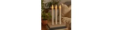 3-pak hvide LED stearinlys, flammeeffekt - Ø2,2cm, Højde: 24,5cm, kronelys, inkl. fjernb., timer