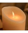 LED Bloklys Ø10cm, 3 stk, bevægelig flamme, hvid - Inkl. fjernbetjening og timer, 10/12,5/15cm høj, ægte stearin