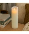 LED XL Bloklys 30cm høj, flammeeffekt, hvid - Ø10cm, 30cm høj, virker m. fjernbetj, timer, ægte stearin